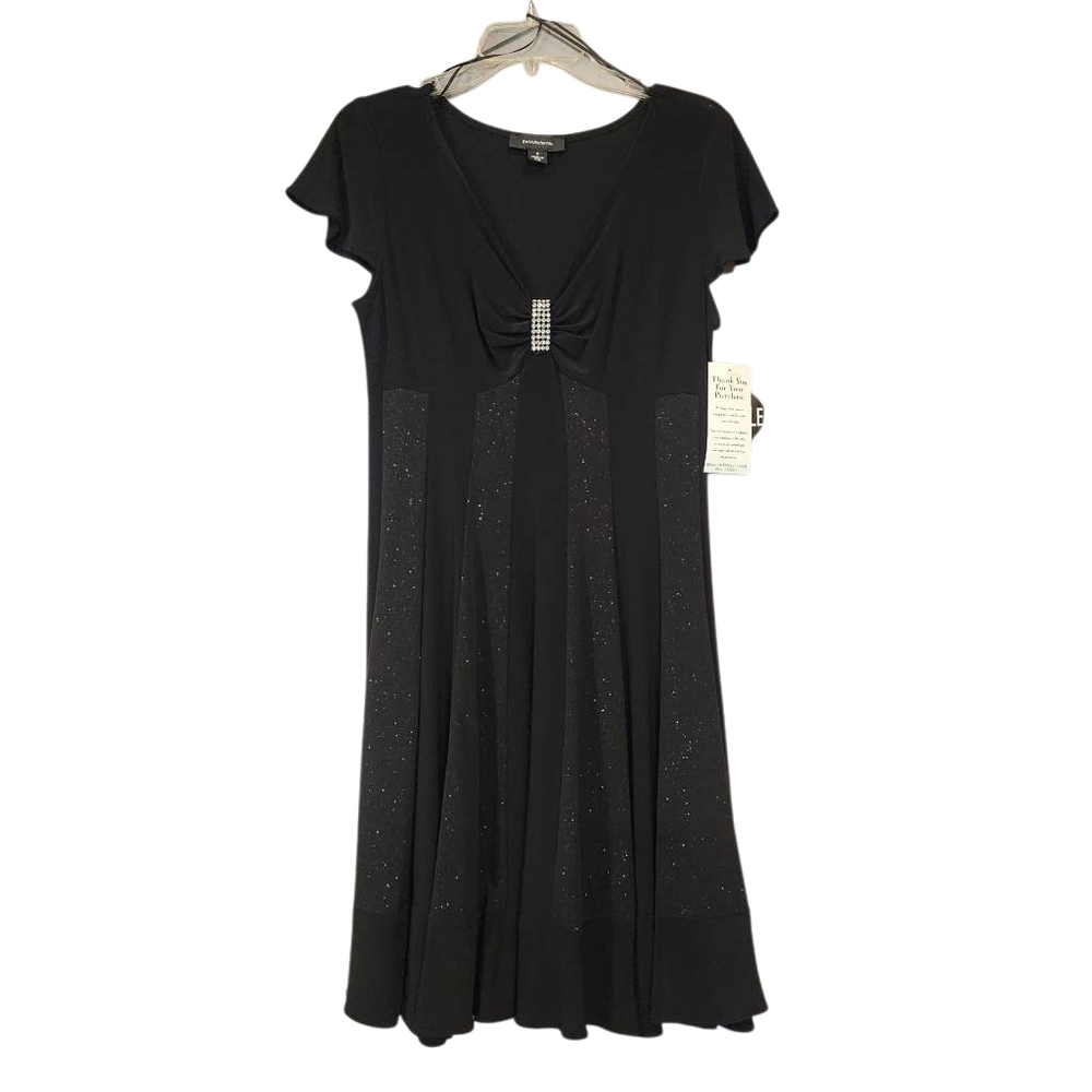 R&M Richards Black Midi Dress with Sparkling Accents Size 8